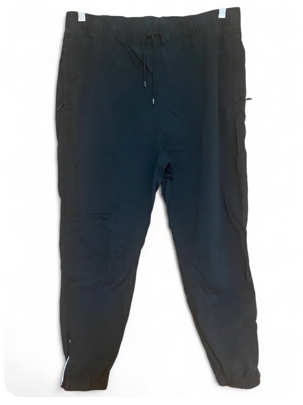 H&M Divided Black Tech Jogger Pant Men L Windbreaker Zip Ankle Reflective